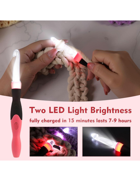 Juego de Ganchillos Iluminados AIYUNDI 18 Piezas Ergonomicos