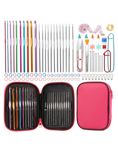 Kit de Ganchillos 96 PCS UzecPk con Bolsa y Accesorios Kit de Ganchillos 96 PCS UzecPk con Bolsa y Accesorios