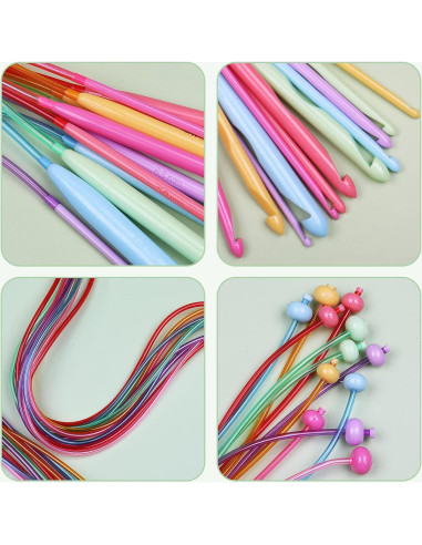 Juego de Agujas de Crochet Tunecino Aeelike 12 Piezas 3.5-12mm