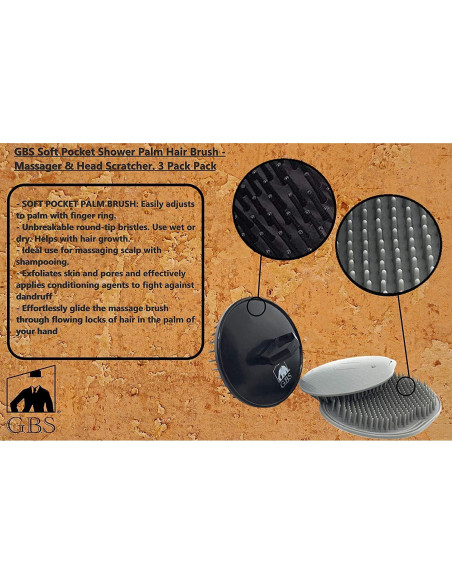 Cepillo Masajeador G.B.S para Cuero Cabelludo - Paquete de 6