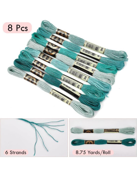 Hilo de Bordado de Poliester CABODYALS 8 Colores 8.75m