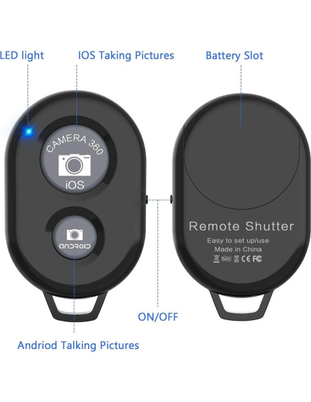 Disparador Remoto Inalámbrico para Smartphones eCostConnection - Paquete de 2 Disparador Remoto Inalámbrico para Smartphones eCostConnection - Paquete de 2