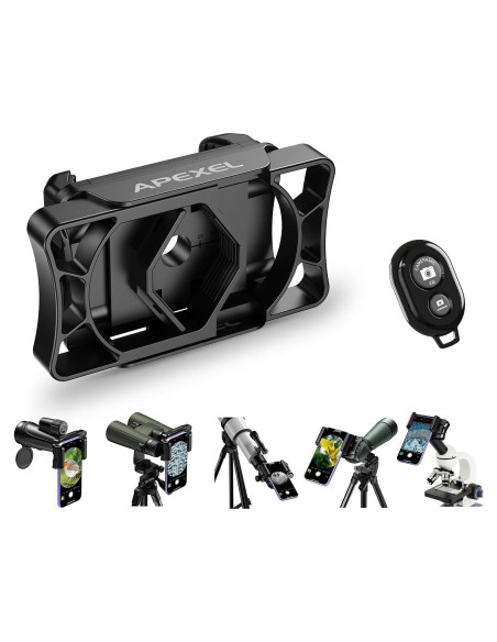 Adaptador de Teléfono APEXEL F002-B para Telescopio y Binoculares