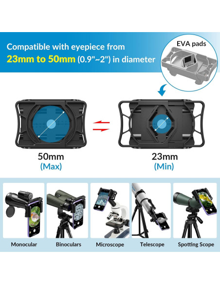 Adaptador de Teléfono APEXEL F002-B para Telescopio y Binoculares