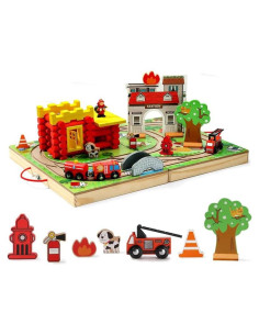 Juego de tren SainSmart Jr. Estación de Bomberos 66 Piezas