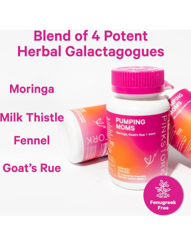 Suplemento de Lactancia Pink Stork Pumping Moms 60 Cápsulas
