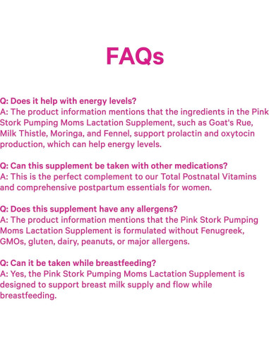 Suplemento de Lactancia Pink Stork Pumping Moms 60 Cápsulas