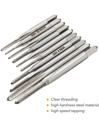 Juego de 10 Tapones de Rosca Metrico HSS Saipe M1-M3.5