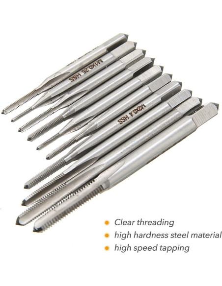 Juego de 10 Tapones de Rosca Metrico HSS Saipe M1-M3.5