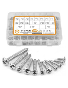 Kit de Tornillos de Acero Inoxidable VIGRUE 510 Pcs Cabeza Pan