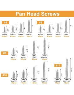Kit de Tornillos de Acero Inoxidable VIGRUE 510 Pcs Cabeza Pan 2