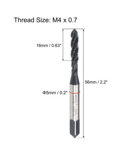 Broca de Rosca M4 x 0.7 HSS uxcell - 2 Piezas 2