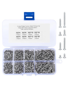 Kit de Tornillos Autoperforantes M2 - 800 Pcs en 8 Tamaños