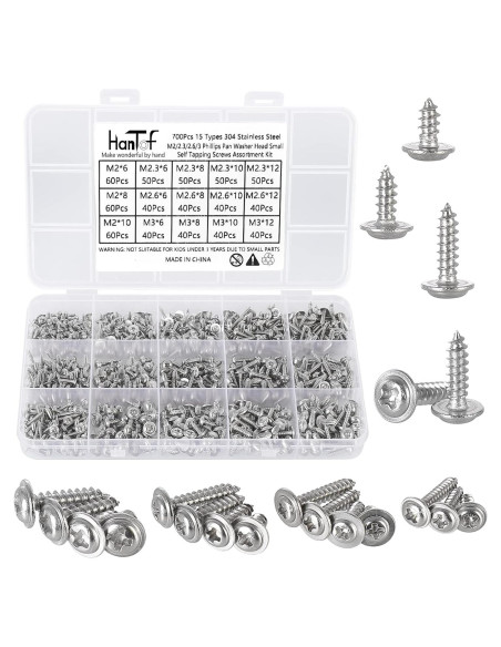 700 Tornillos Phillips con Arandela Autoperforantes Acero Inoxidable 304