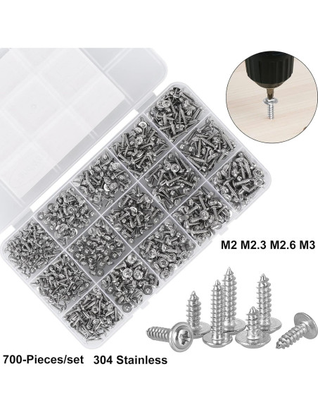 700 Tornillos Phillips con Arandela Autoperforantes Acero Inoxidable 304