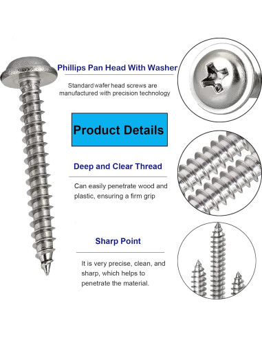700 Tornillos Phillips con Arandela Autoperforantes Acero Inoxidable 304