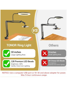 Luz de Anillo TONOR 25,4 cm con Soporte y Ajuste 2