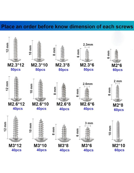 700 Tornillos Phillips con Arandela Autoperforantes Acero Inoxidable 304