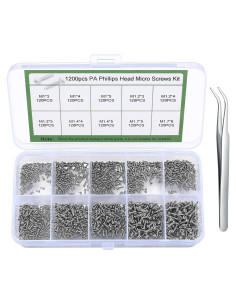 Kit de Tornillos Mini 1200 Pcs Niquelado M1/M1.2/M1.4/M1.7