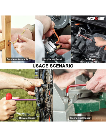 Juego de Llaves Allen MAXPOWER 18 Piezas Acero Cromo Vanadio