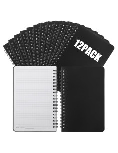 Cuadernos Impermeables Jetec 12 Pcs 5x7" Cuadrícula Negro