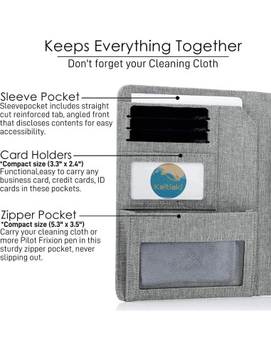 Funda Folio Kaitiaki Gris Tamaño Ejecutivo A5 con Bolsillos