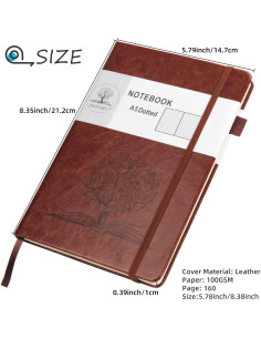 Cuaderno de Puntos A5 Daofary Cuero Marrón 160 Páginas 100gsm 2