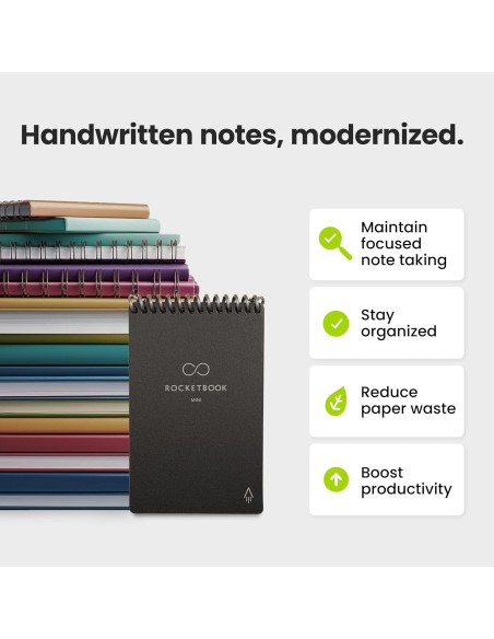 Bloc de Notas Inteligente Rocketbook Mini Negro 8.9x14 cm