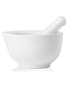 Juego de Mortero y Mano ONTUBE Cerámica 8.13 cm Blanco