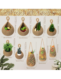 9 Cestas Colgantes de Yute Woanger para Almacenamiento Cocina 2