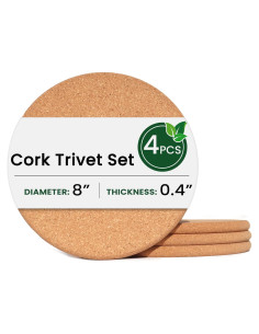 Trivetes de Corcho KITWILD 20 cm Resistentes al Calor - 4 Pcs