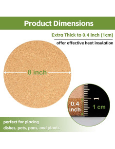 Trivetes de Corcho KITWILD 20 cm Resistentes al Calor - 4 Pcs 2