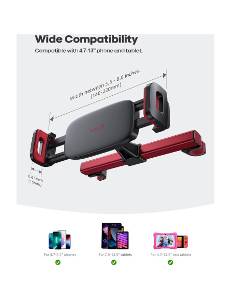 Soporte para Tableta Lamicall Rojo para Auto 4.7-13"