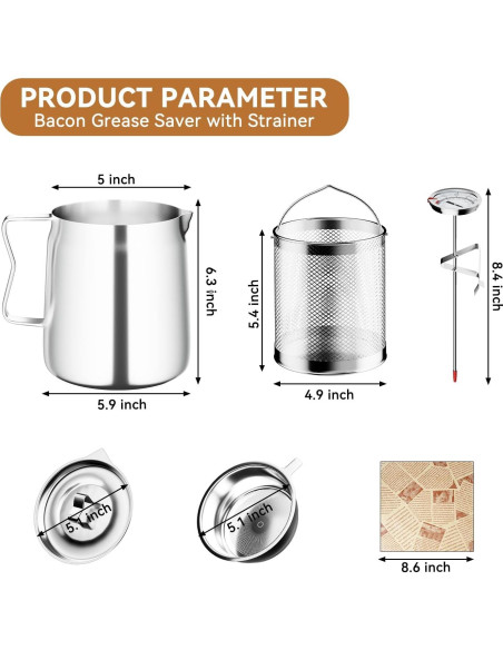 Filtro de Aceite de Acero Inoxidable 2L Sinyway con Termómetro Filtro de Aceite de Acero Inoxidable 2L Sinyway con Termómetro