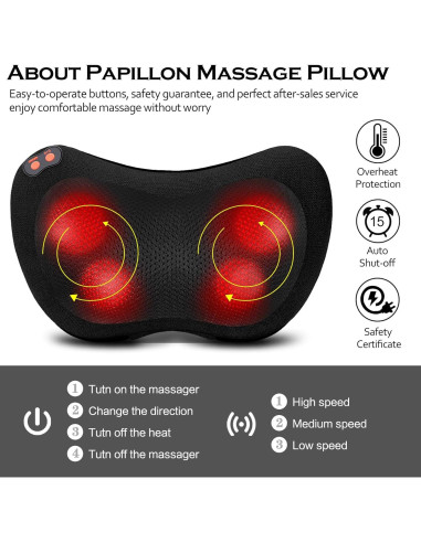 Masajeador de Espalda Papillon JH-006 con Calor y 3 Nodos