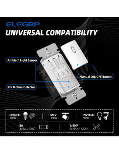 Interruptor de Luz de Movimiento ELEGRP EKA23 Blanco Mate 10 Unidades 2