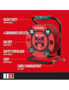 Carretillo de Cordón Eléctrico Retráctil CRAFTSMAN 0.30m 4 Enchufes 2