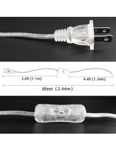 Paquete de 2 Cables de Lámpara Transparentes 2.44m con Interruptor 2