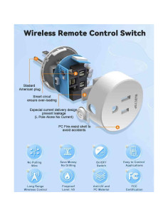 Enchufe de Control Remoto ELECTOP H-012 15A 1500W Inalámbrico 2