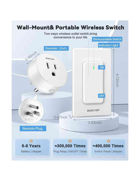 Enchufe de Control Remoto ELECTOP H-012 15A 1500W Inalámbrico