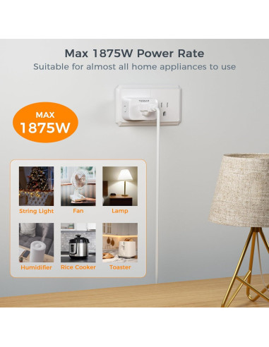 Enchufe Eléctrico Inalámbrico TESSAN con Control Remoto 15A