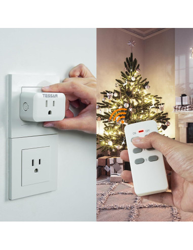Enchufe Eléctrico Inalámbrico TESSAN con Control Remoto 15A