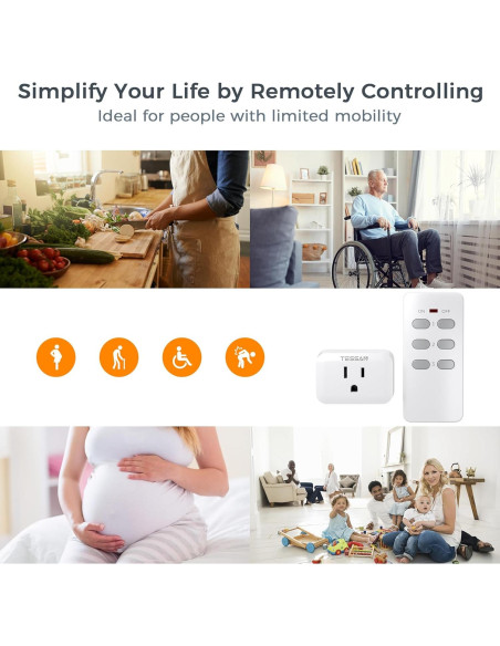 Enchufe Eléctrico Inalámbrico TESSAN con Control Remoto 15A