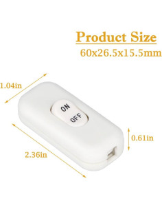 Interruptor de Cable Inline On/Off 2PCS Zo.Yehaa Blanco 2