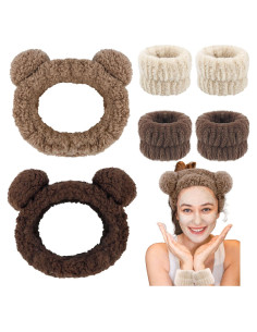 Conjunto de Diadema y Pulseras de Spa Atoden - Oso Marrón