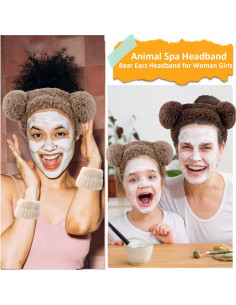 Conjunto de Diadema y Pulseras de Spa Atoden - Oso Marrón 2