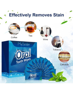 Toallitas para Dientes MySmile 100pcs Desechables Menta 2