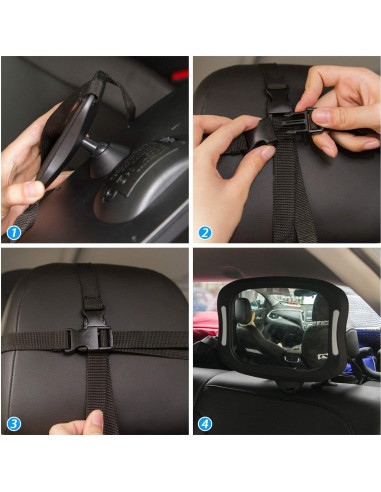 Espejo de Coche para Bebé FITNATE LED Ajustable 360