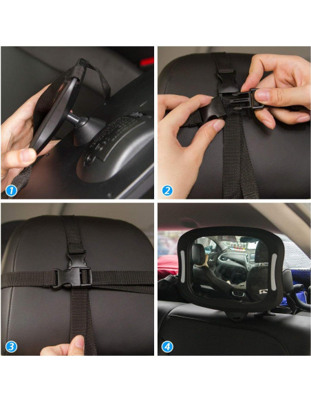 Espejo de Coche para Bebé FITNATE LED Ajustable 360