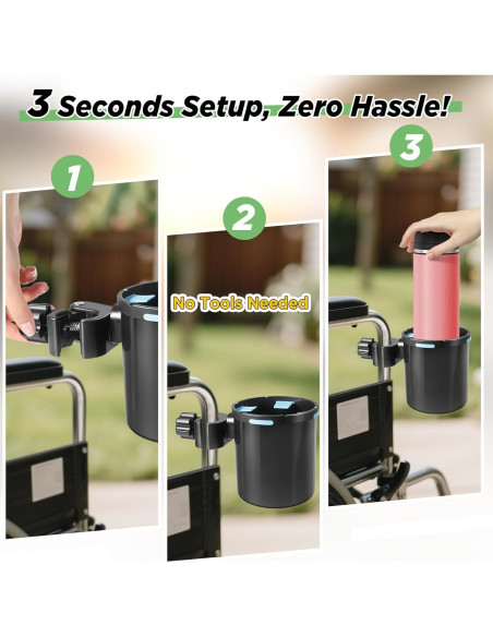 Soporte para Tazas Kevenal Ajustable para Silla de Ruedas